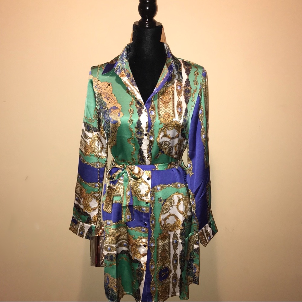 🚨1 left! 🚨 Rhoyal Printed Scarf Dress - Picture 4 of 6